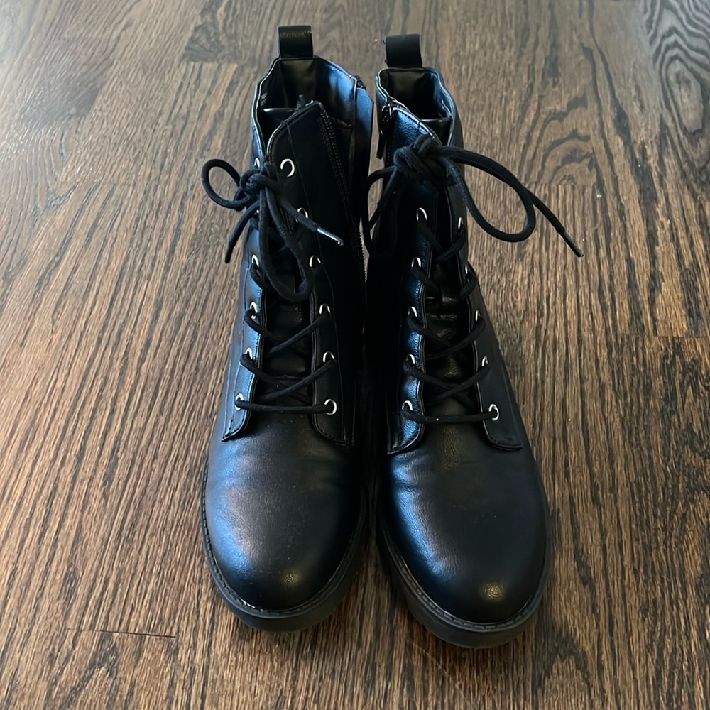 Lace up zipper ankle boots